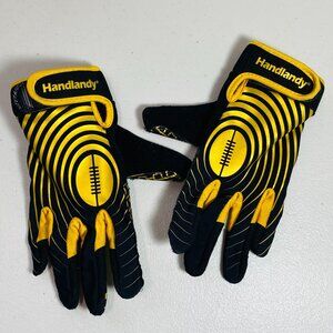 Youth XS HANDLANDY Football Sticky Receiver Gloves Black/Gold EUC